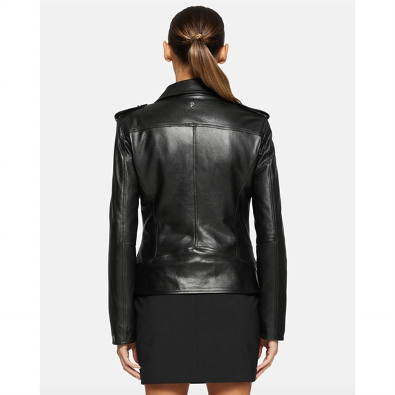 Dondup Biker Jacket W. Teddy, Black Nappa Leather